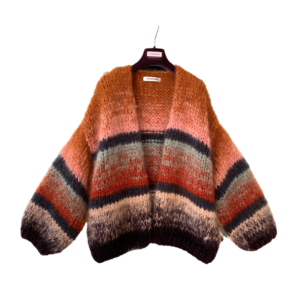 pull mohair oranje grijs