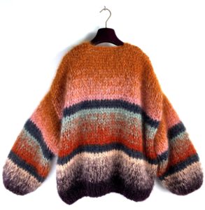 mohair damesvest roze camel 