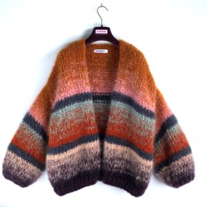 pull mohair oranje grijs