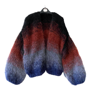 zwart bruin blauw mohair vest