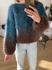 ballonmouw sweater mohair dames groen bluaw bruin