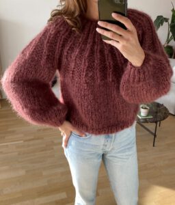 burgundy mohair sweater handknit