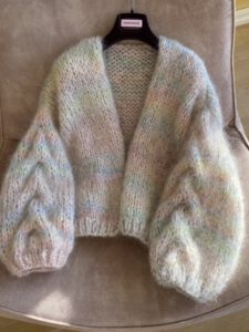 cableknit mohair cardigan pastel