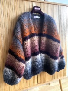 tiedye gestreept vest mohair dames grijs