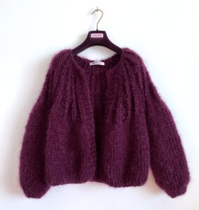 berry plum cardigan cropped mohair