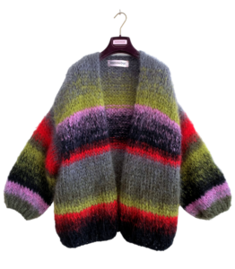 fluffy mohair cardigan rood zwart