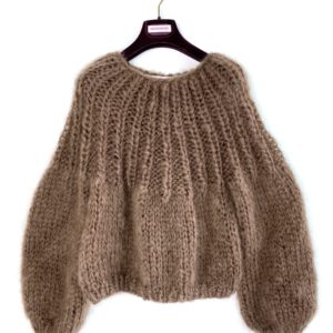 ronde pas mohair pull bruin taupe