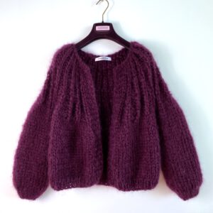 berry plum cardigan cropped mohair