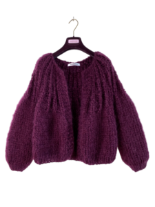 berry plum cardigan cropped mohair