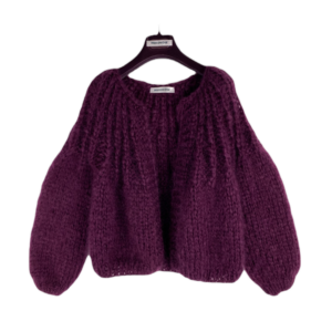 berry plum cardigan cropped mohair