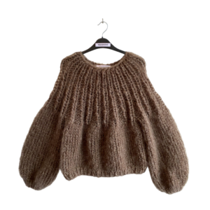 ronde pas mohair pull bruin taupe