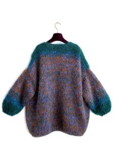 mohair strickjacke blau grun