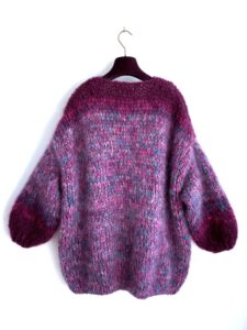 Lang mohair vest gemêleerd berry paars