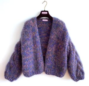 fluffy mohair cardigan blue 