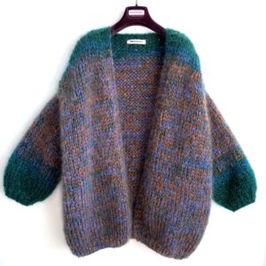 chunkyknit mohair cardigan green blue