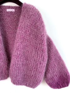 gebreid gemeleerd vest mohair paars pruim