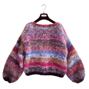 Bohemian style mohair sweater gemeleerde strepen