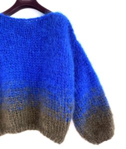 mohair alpaca sweater kobalt blauw en kaki
