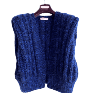 marine blauw mouwloos vest gebreid