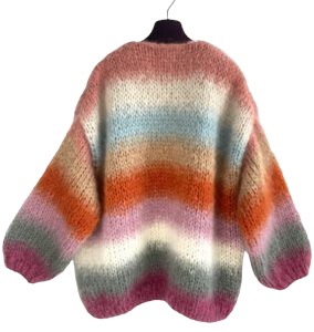 gebreide cardigan mohair oversized camel oranje roze mint