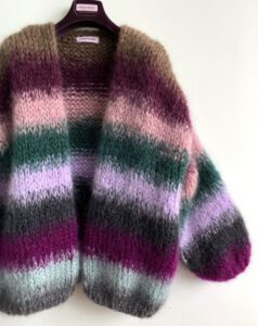 gebreide cardigan mohair oversized groen bruin roze