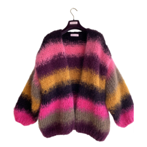 chunkyknit mohair cardigan stripes pink
