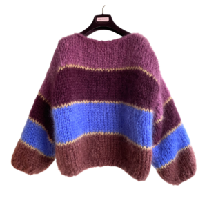 gestreepte mohair sweater blauw burgundy oversized