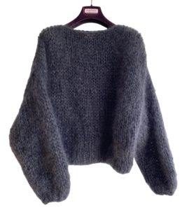 Batwing mohair dames sweater as grijs