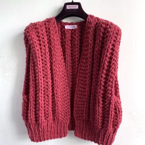 chunky gebreid vest mouwloos roze