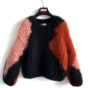 camo print mohair sweater zwart