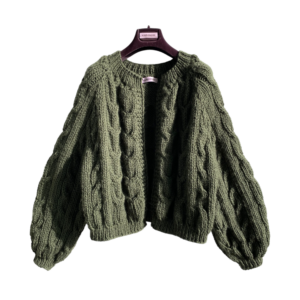 gebreid kabelvest alpaca groen