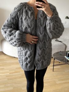 grey maxi jacket handknit alpaca