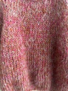 grof gebreide dames sweater mohair roze oranje