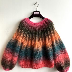tie-dye knit sweater cosmospink, oranje, groen