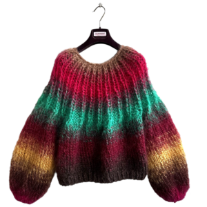 tie-dye knit sweater roze geel bruin