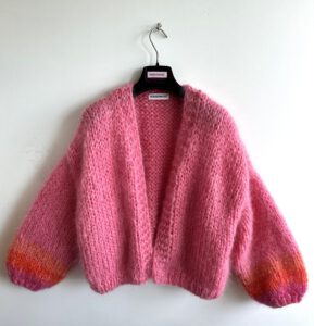 roze gebreid vest mohair