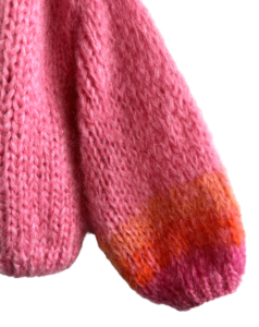 mohair gebreid vest roze oranje