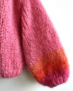 mohair gebreid vest roze oranje