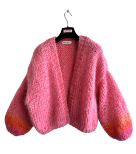 roze gebreid vest mohair