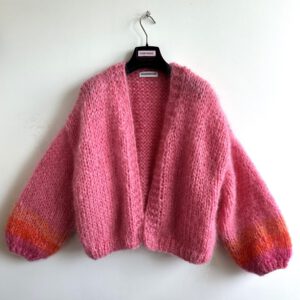 grof gebreid vest roze