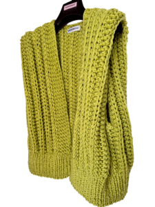 Chunky gebreide bodywarmer in lime groen