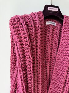 Vegan knitwear plum pink sleeveless cardigan