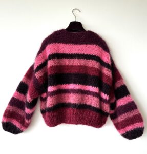 Gestreept mohair vest roze