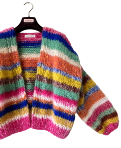 cropped oversized handknit cardigan mutlicolor striped