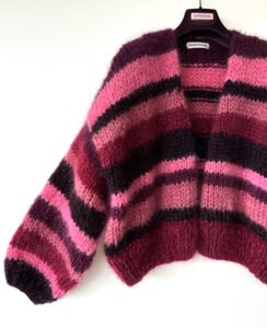 Gestreept mohair vest roze