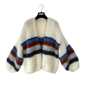 ecru creme wit mohair damesvest oversized