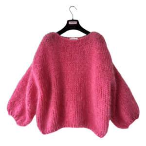 chunkyknit sweater van mohair in barbie roze kleur