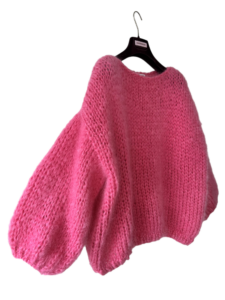 damespullover met boothals mohair barbie roze