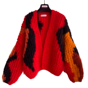 intarsia vest rood mohair oversized