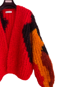 hand gebreide mohair sweater rood